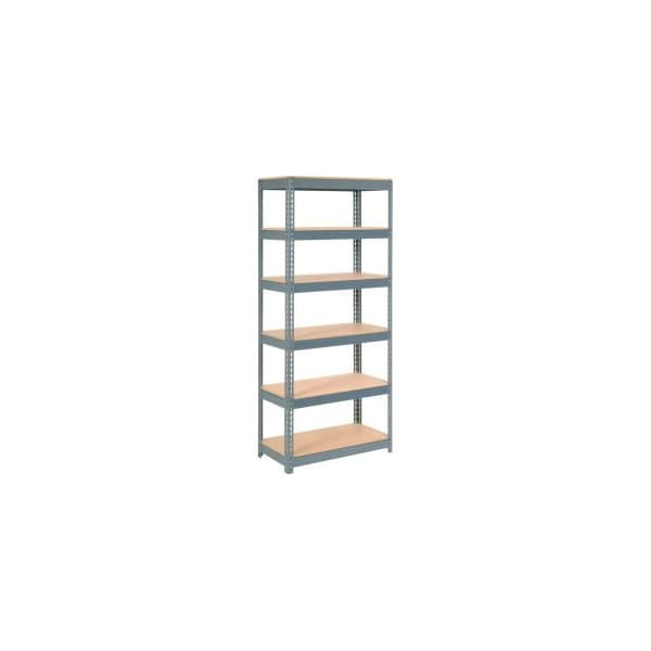Global Equipment Extra Heavy Duty Shelving 36"W x 18"D x 72"H With 6 Shelves, Wood Deck, Gry 255687 - main